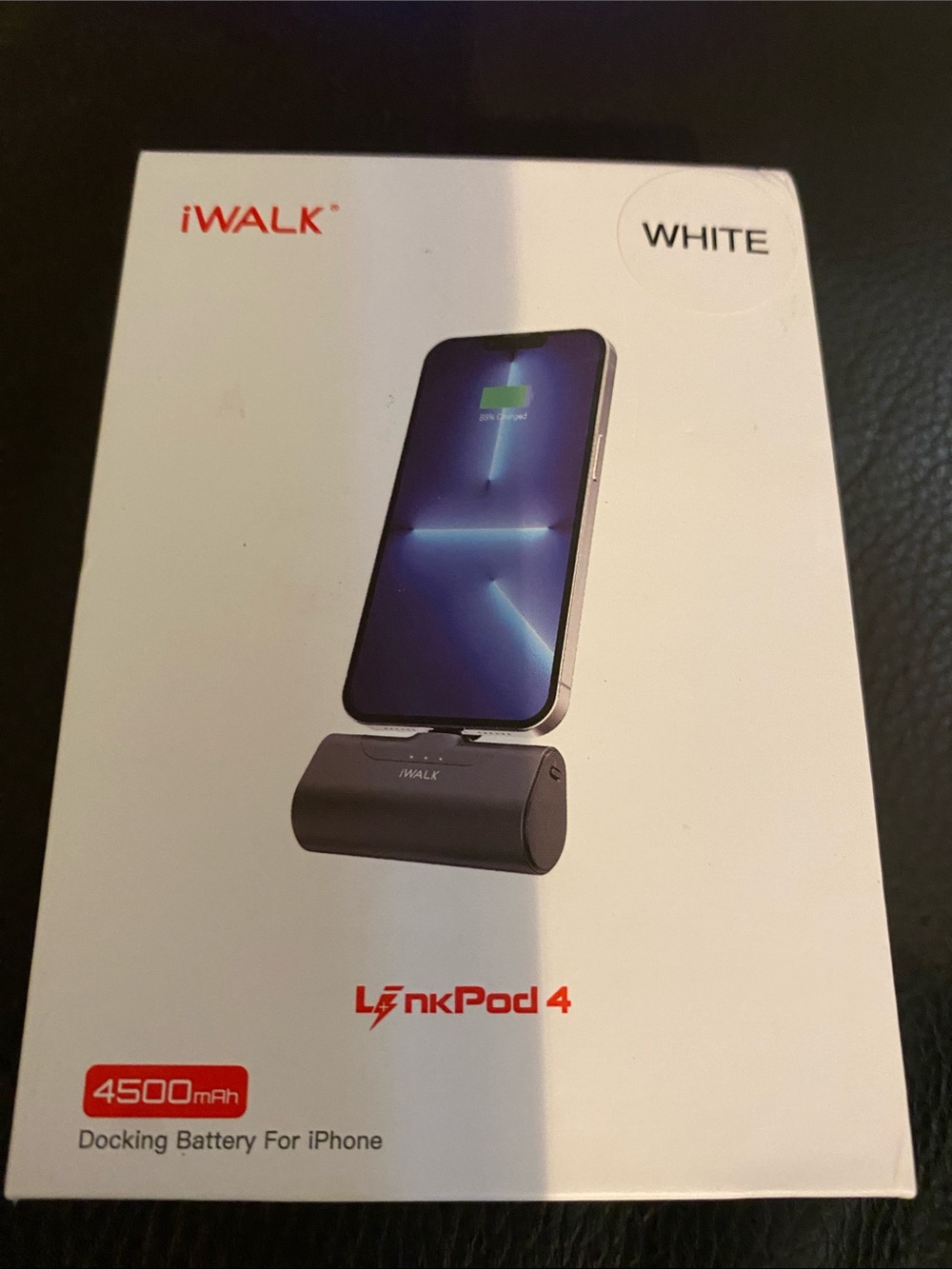 iWalk LinkPod 4 White 4500mAh Docking Battery for iPhone